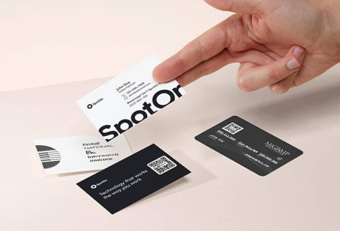 A selection of big brand business cards printed with MOO