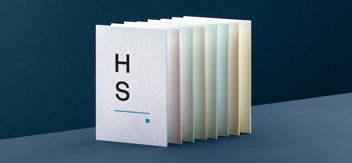 Eight thick premium business cards with a colored edge