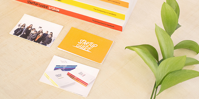 Startup guide business cards and guides