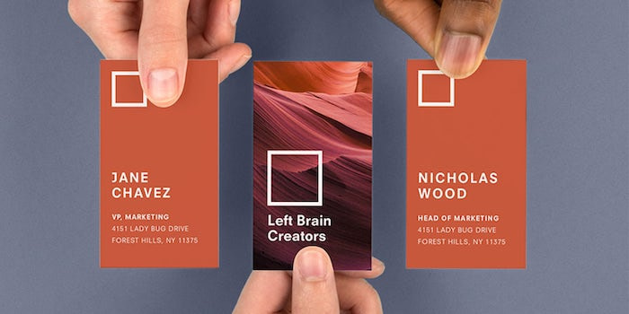 People holding 3 business cards