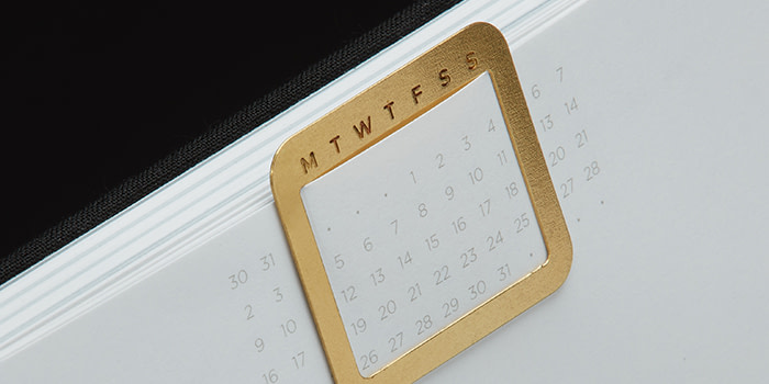 Calendar clip on MOO's undated planner