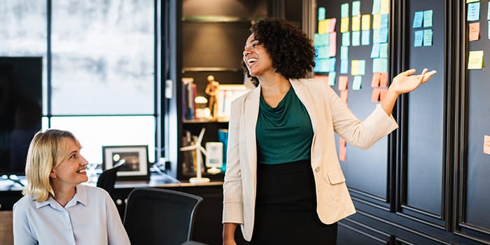 Woman making a pitch
