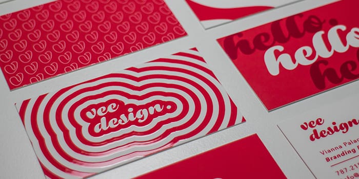 Vee spot UV business cards