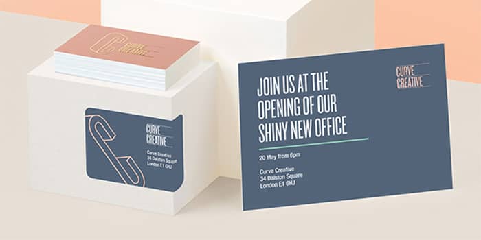 New office opening postcard and sticker