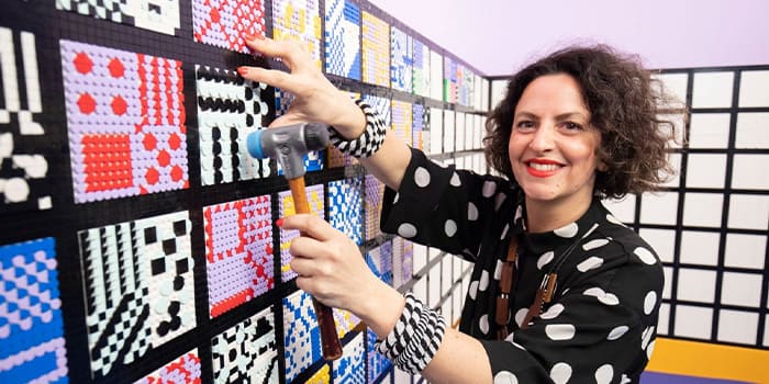Camille Walala working on House of Dots for her collaboration with LEGO