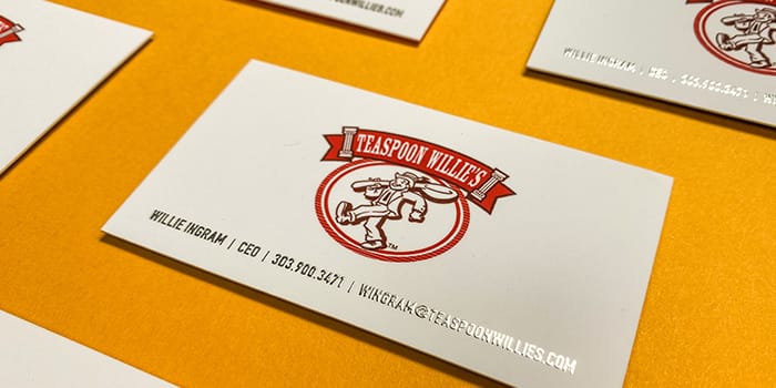 Teaspoon Willies vintage business cards by Bird Dog Partners