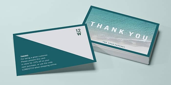 Postcard front and back with the Sea Change customizable postcard template by MOO