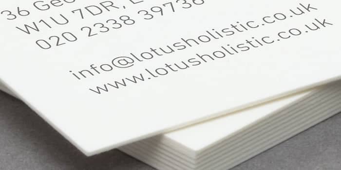 Closeup of super sturdy paper business cards