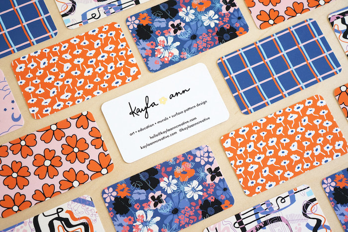 Flower business cards with various designs by Kayla Ann