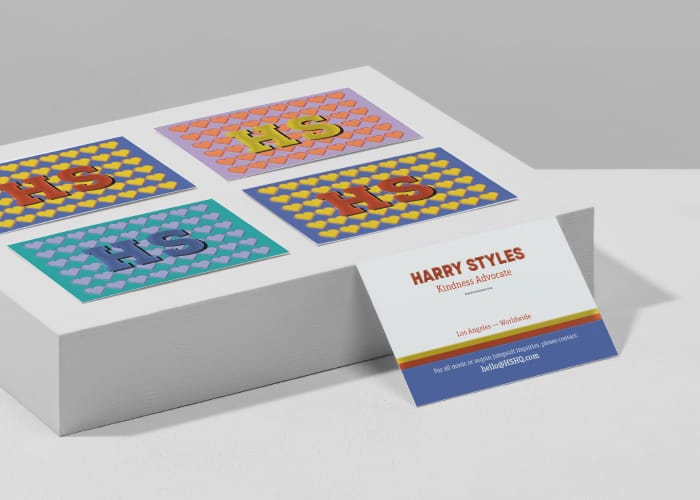 A Spot UV Printfinity Business Card designed for Harry Styles by our Design Services team