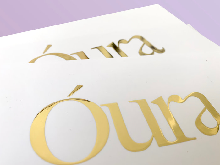 Óura gold foil cards by MOO