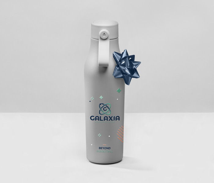 Customized water bottle with a color printed logo
