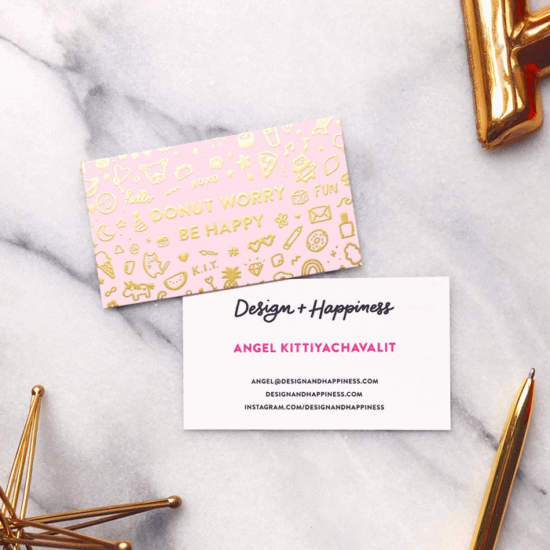 Design And Happiness Gold Foil Business Cards