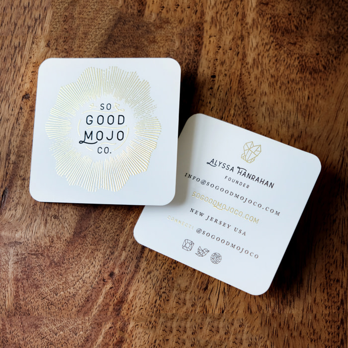 Gold foil So Good Mojo Co business card by Eric Kass