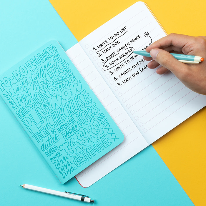 Kate Moross notebook with list