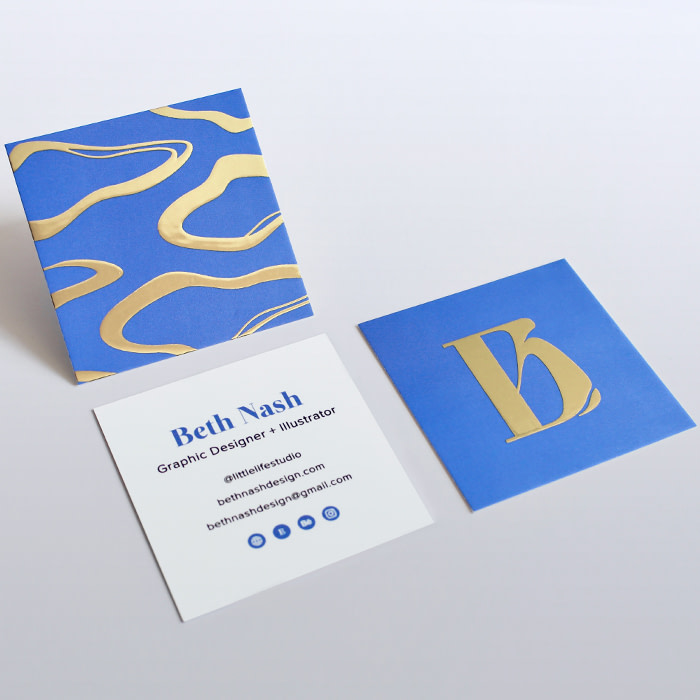 Beth Nash square gold foil Business Cards