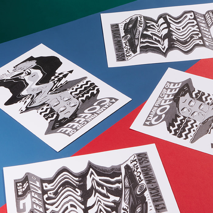 Beautiful distorted illustrations on postcards by Charlie Gould