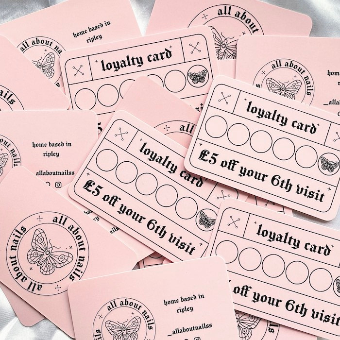 Flubble Bubble loyalty card design for All About Nails