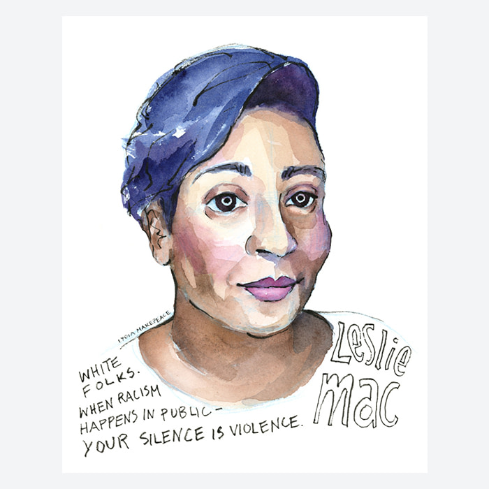 Watercolor portrait of Leslie Mac by Lydia Makepeace