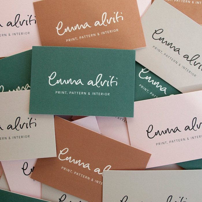 Emma Alviti business cards made of recycled cotton