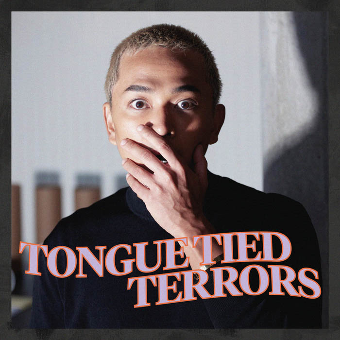 Logan looking scared and hiding his mouth with overlay text reading "tongue tied terrors"