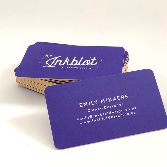 Inkblot thick business cards with rounded corners