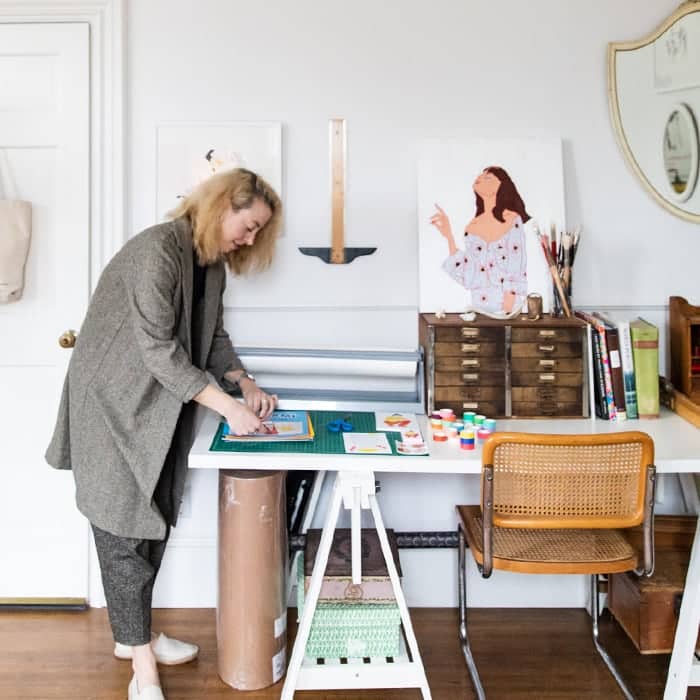Priscilla Weidlein working in her studio