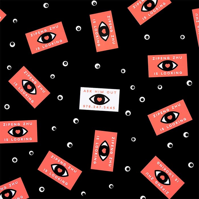 Zipeng Zhu coral business cards and eyes