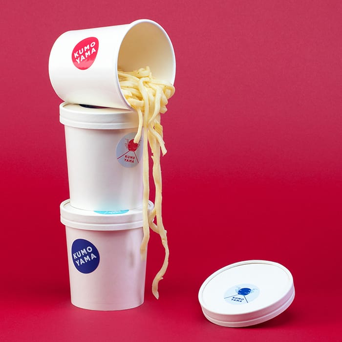 Noodle pots with round stickers