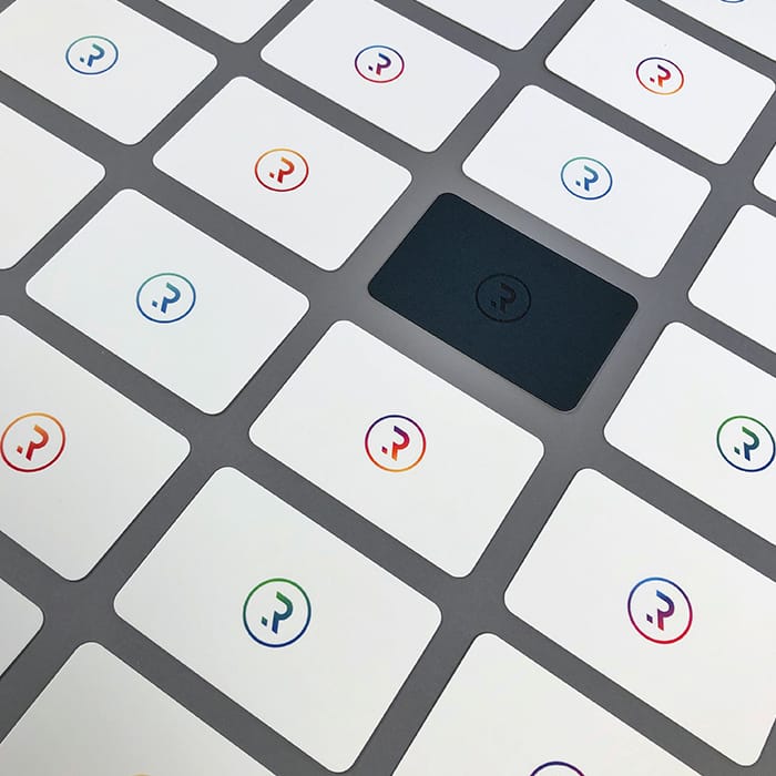 Mosaic of Robert Hranitsky spot UV business cards