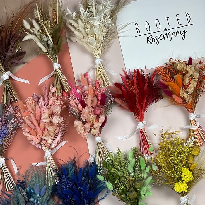 Dried flower bouquets by Rooted in Rosemary floral design studio in Oxford