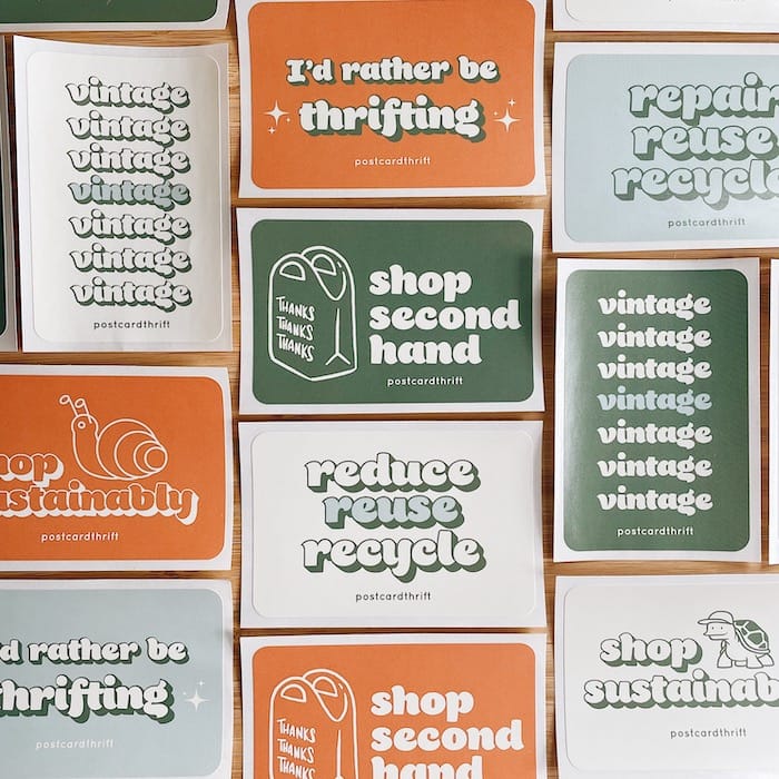 Shop Second Hand stickers by Postcard Thrift