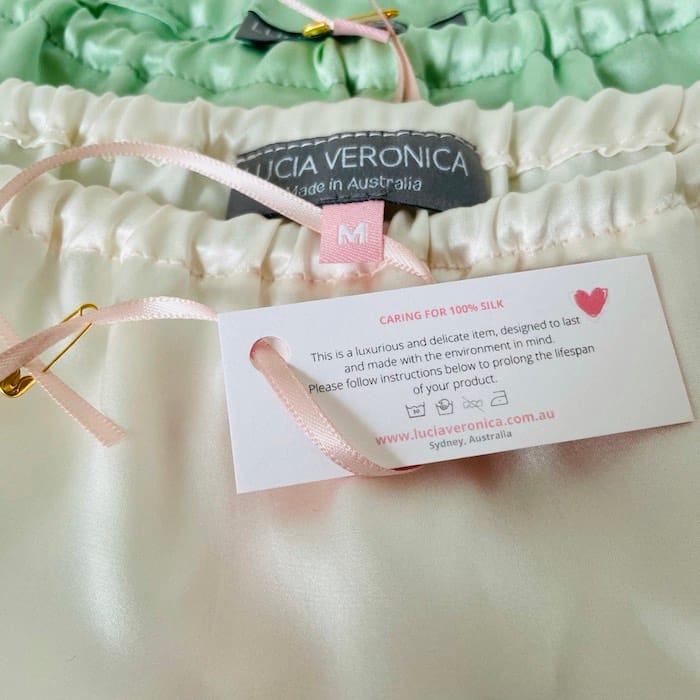Lingerie with custom hang tags by Lucia Veronica
