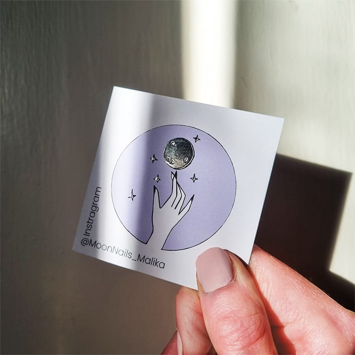 Silver Foil business card for a nail and beauty brand