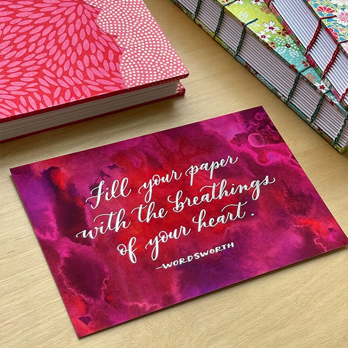 Silver foil postcard print with inspiring quotation