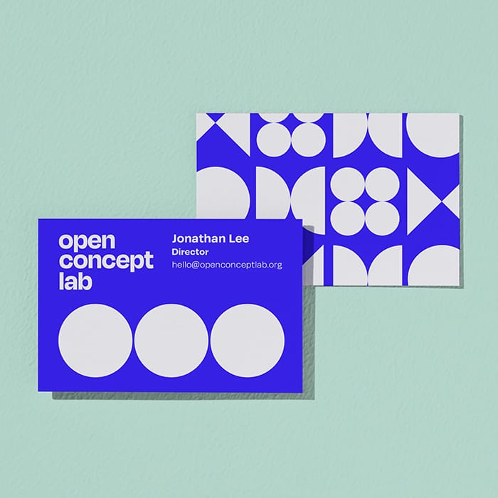 A business card ideas showing bold graphic shapes