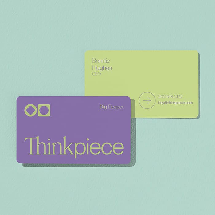 A business card showing two-tone effects with rounded corners