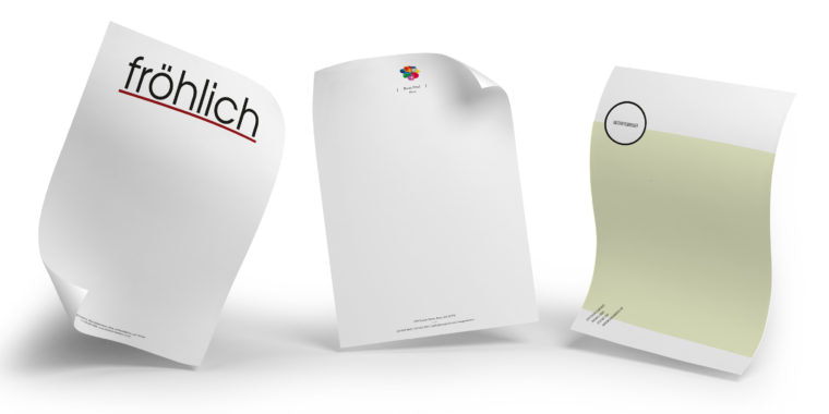 3 sheets of paper with letterhead